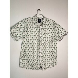 Artistry in Motion Mens XL Slim Fit Palm Tree Print Short Sleeve Button Up Shirt